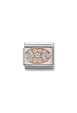 Nomination Composable Classic Link PAVE VARIOUS OVAL WHITE in Steel, Zircon & Gold 375