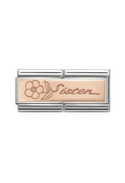 Nomination Composable Classic Link DOUBLE ENGRAVED SISTER in Steel and Gold 375