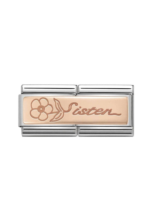 Nomination Composable Classic Link DOUBLE ENGRAVED SISTER in Steel and Gold 375