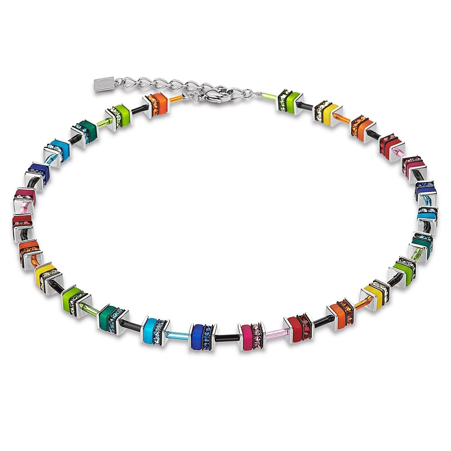 Coeur De Lion Steel GeoCUBE® Multicoloured Necklace 4409/10-1500