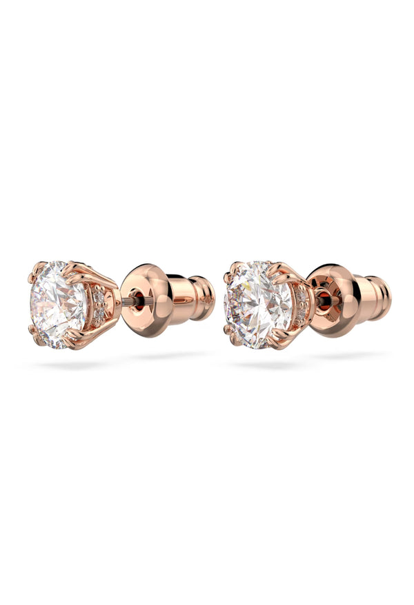 Swarovski Constella: Round Cut Stud Earrings Rose Gold Plated