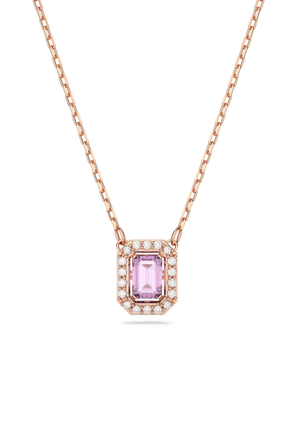 Swarovski Millenia Pink Octagon Cut Necklace Rose Gold Plated