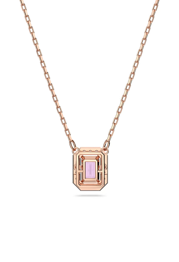 Swarovski Millenia Pink Octagon Cut Necklace Rose Gold Plated