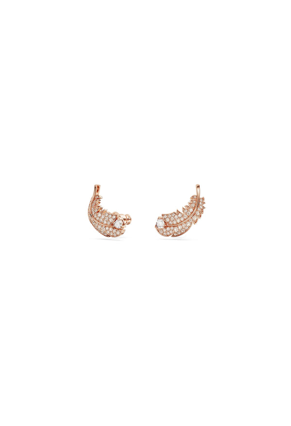 Swarovski Nice: Feather Stud Earrings Rose Gold Plated