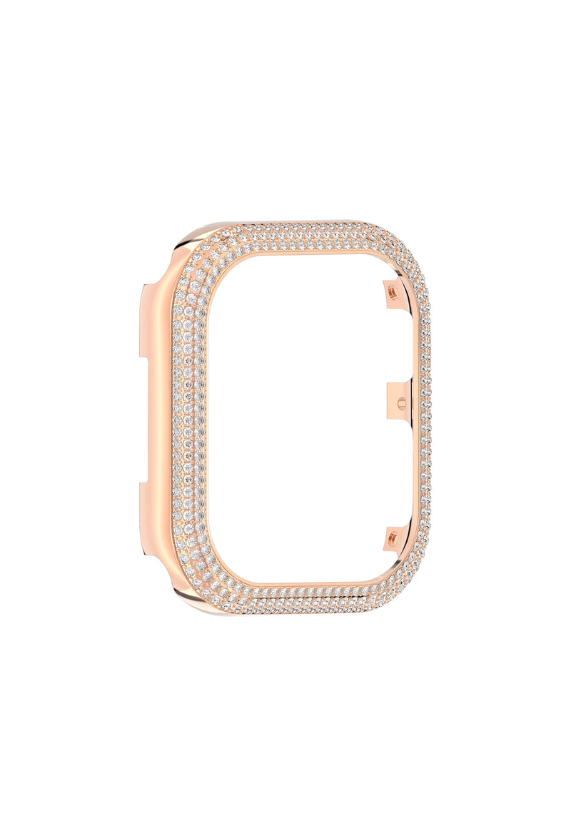 The Swarovski Sparkling 41mm Rose Gold Plated Apple Watch Case, a rose gold plated metal watch case from Swarovski, at OD’s Jewellers St Helens.