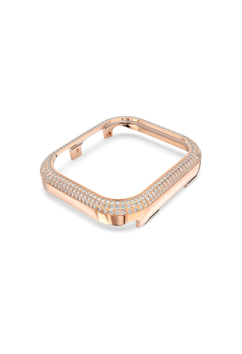 The Swarovski Sparkling 41mm Rose Gold Plated Apple Watch Case, a rose gold plated metal Apple Watch case from Swarovski, available at OD’s Jewellers in St Helens.