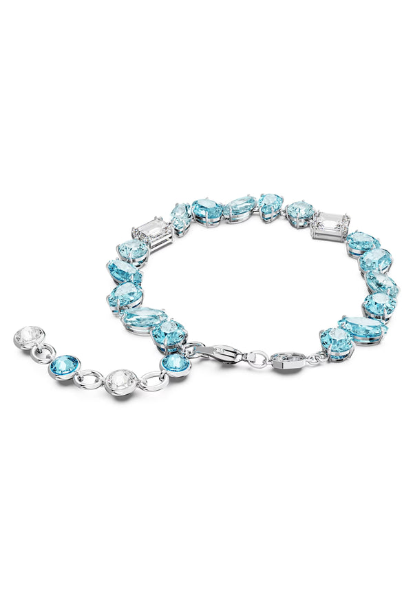 Swarovski Gema: Mixed Cuts Blue Bracelet Rhodium Plated