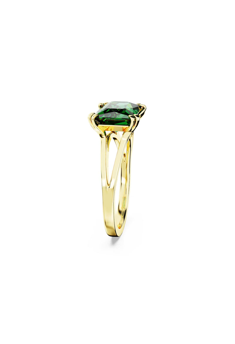 Swarovski Matrix Green Octagon Cut Cocktail Gold Plated Ring