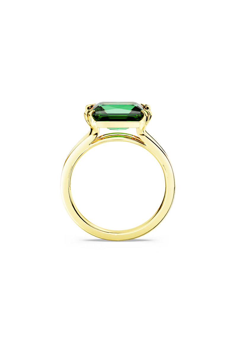 Swarovski Matrix Green Octagon Cut Cocktail Gold Plated Ring