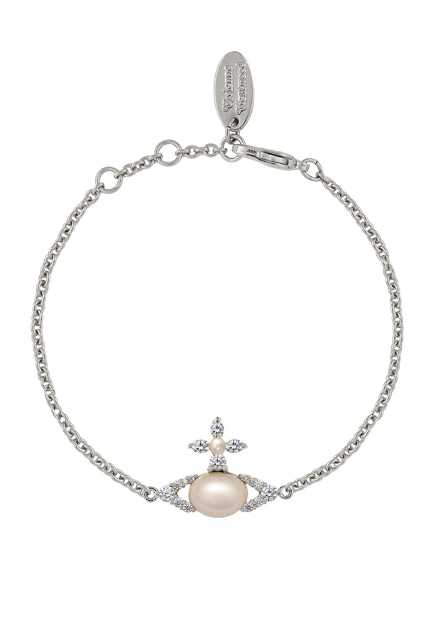 Vivienne Westwood Cream Pearl Ada Bracelet Platinum Plated