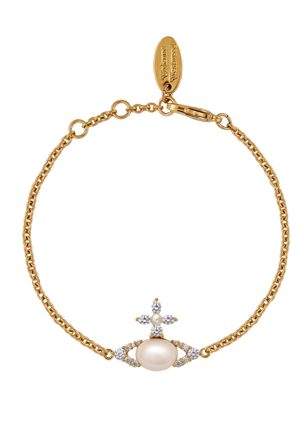 Vivienne Westwood Cream Pearl Ada Bracelet Gold Plated