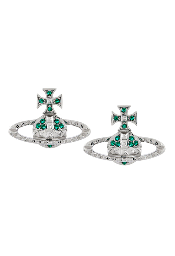 Vivienne Westwood Emerald Crystal Mayfair Bas Relief Earrings