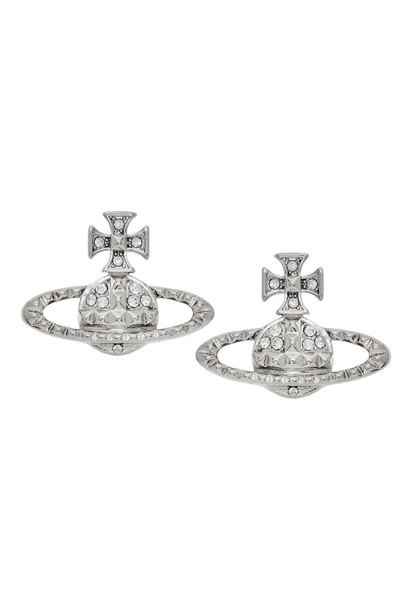 Vivienne Westwood Crystal Mayfair Bas Relief Earrings Rhodium Plated