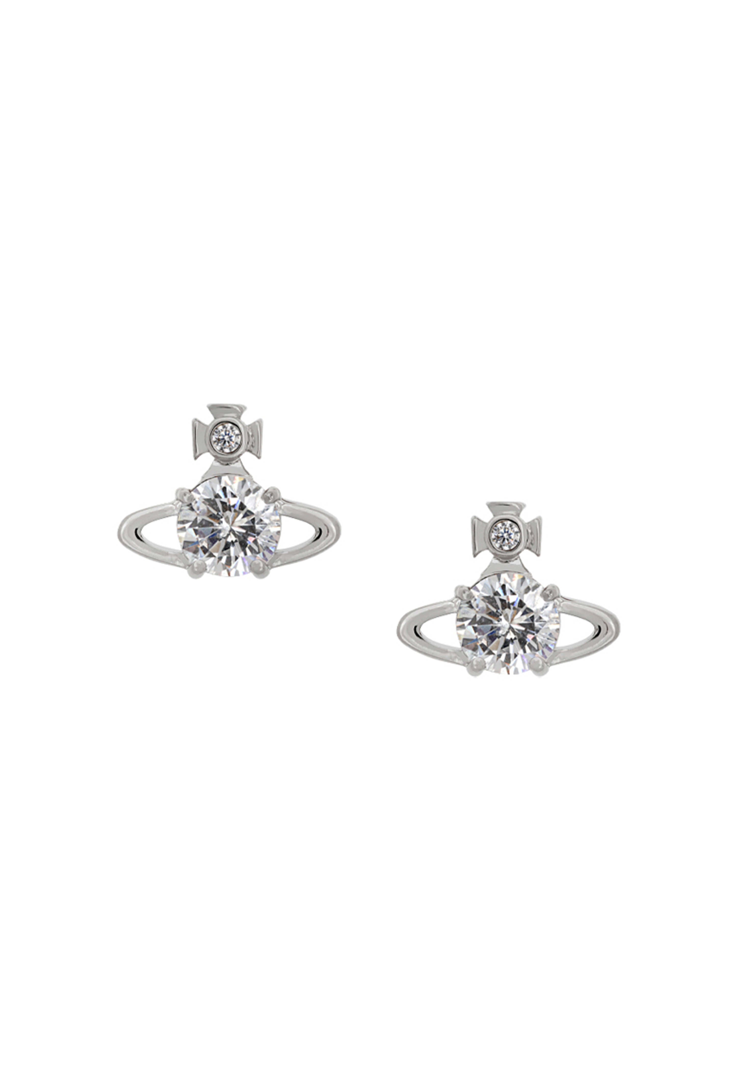 Vivienne Westwood Platinum Plated Reina CZ Earrings 62010070-02P102-SM