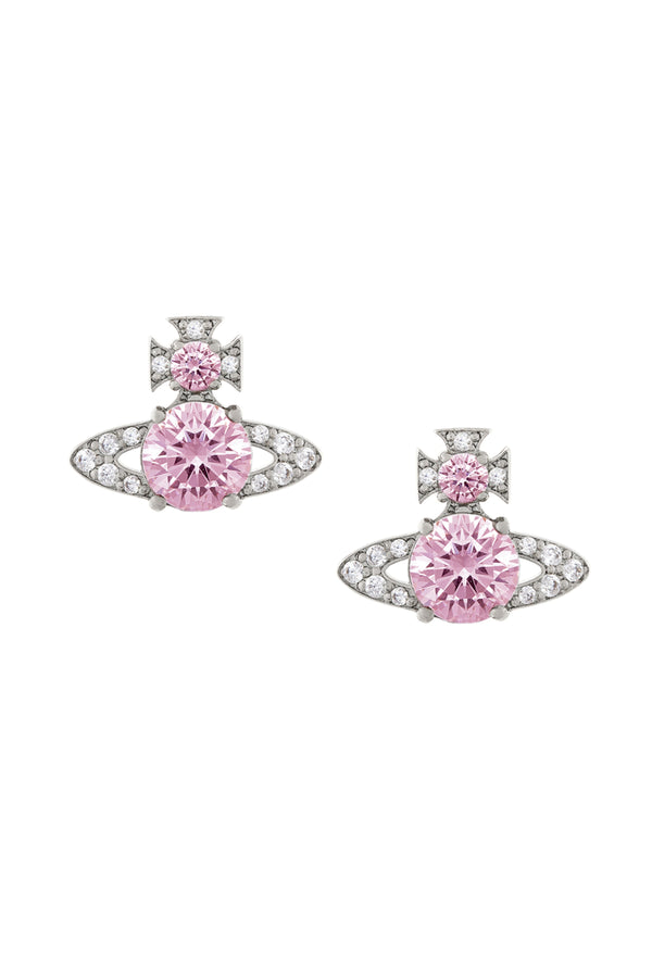Vivienne Westwood Ismene Pink CZ Earrings in Platinum Plated
