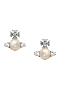 Vivienne Westwood Cream Pearl Balbina Earrings Platinum Plated