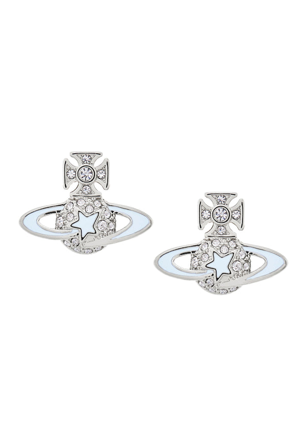 Vivienne Westwood Light Blue Enamel Darlene Earrings Platinum Plated