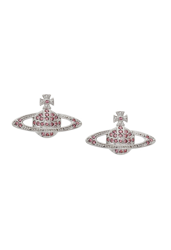 Vivienne Westwood Light Rose Mini Bas Relief Earrings Platinum Plated