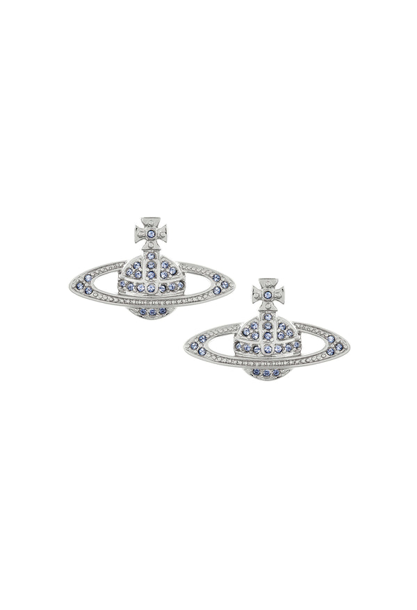 Vivienne Westwood Light Sapphire Crystal Mini Bas Relief Earrings Platinum Plated