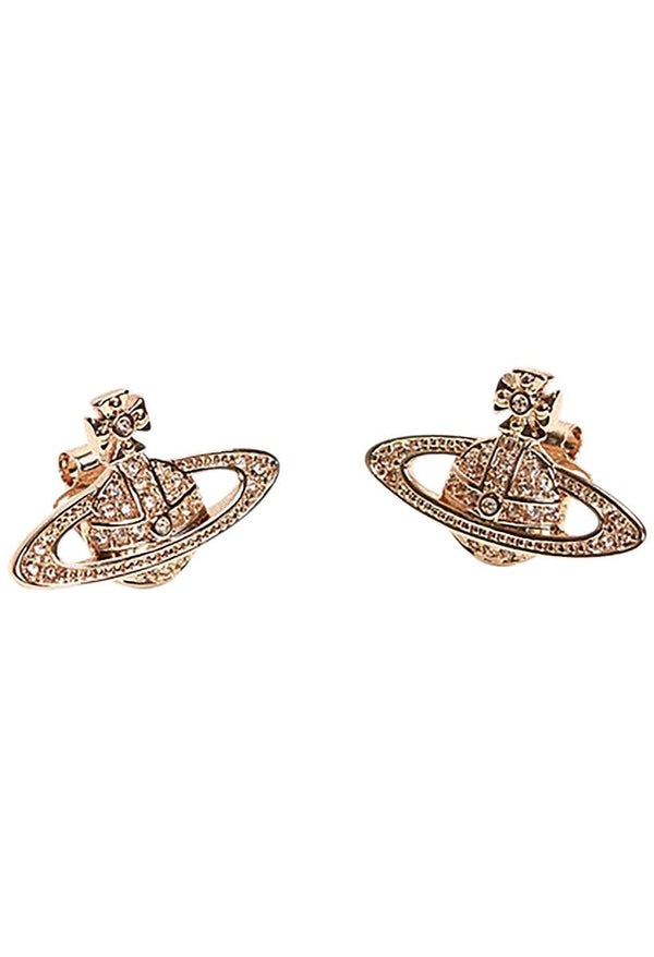 Vivienne Westwood Mini Bas Relief Crystal Rose Gold Plated Earrings