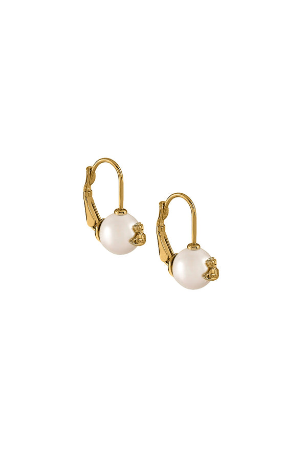 Vivienne Westwood Cream Rose Gia Drop Earrings Gold Plated