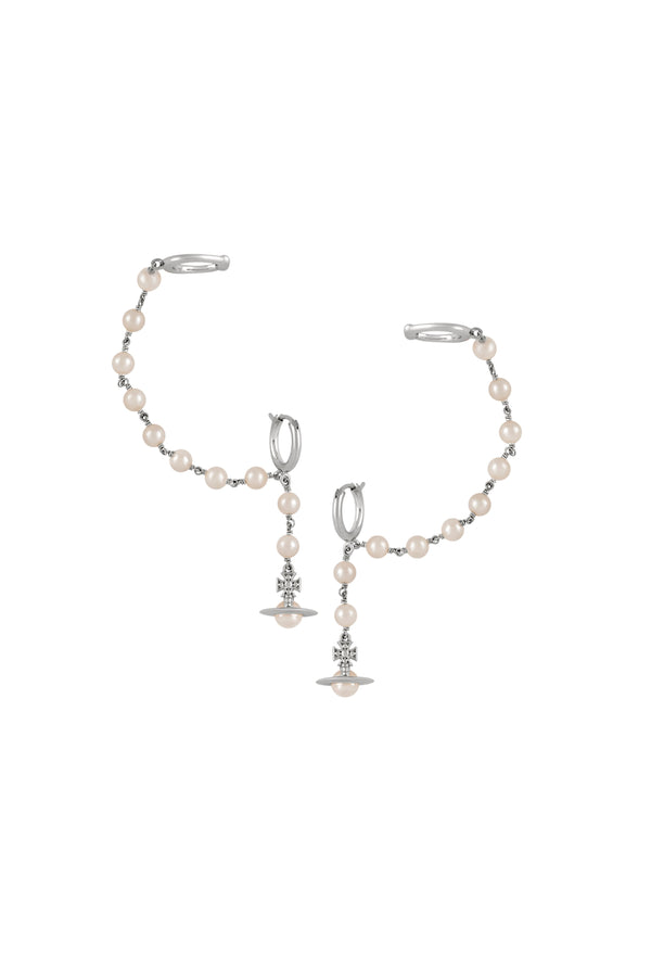 Vivienne Westwood Cream Rose Pearl Samara Earrings Platinum Plated