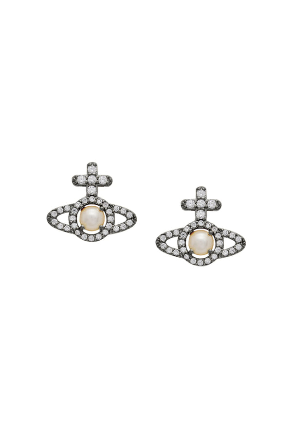 Vivienne Westwood Olympia Pearl Earrings Ruthenium Plated