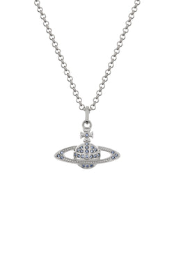 Vivienne Westwood Light Sapphire Crystal Mini Bas Relief Pendant Platinum Plated