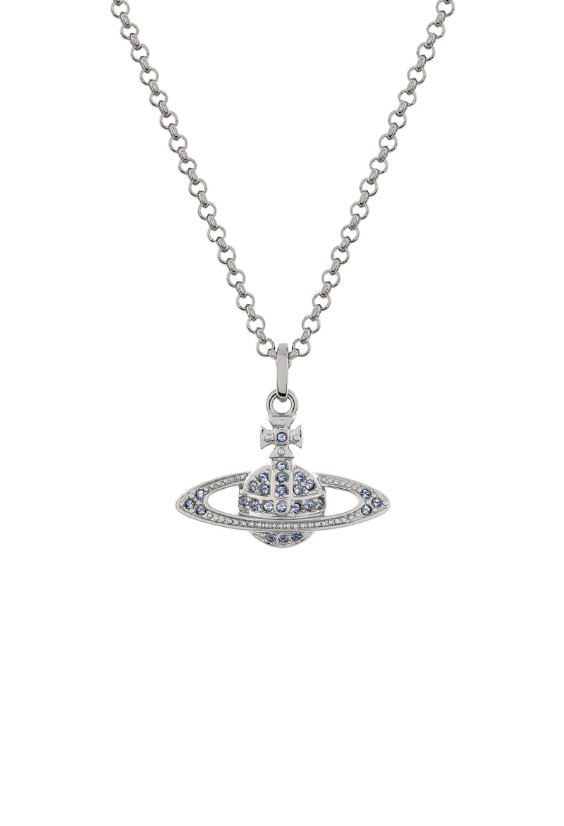 Vivienne Westwood Light Sapphire Crystal Mini Bas Relief Pendant Platinum Plated