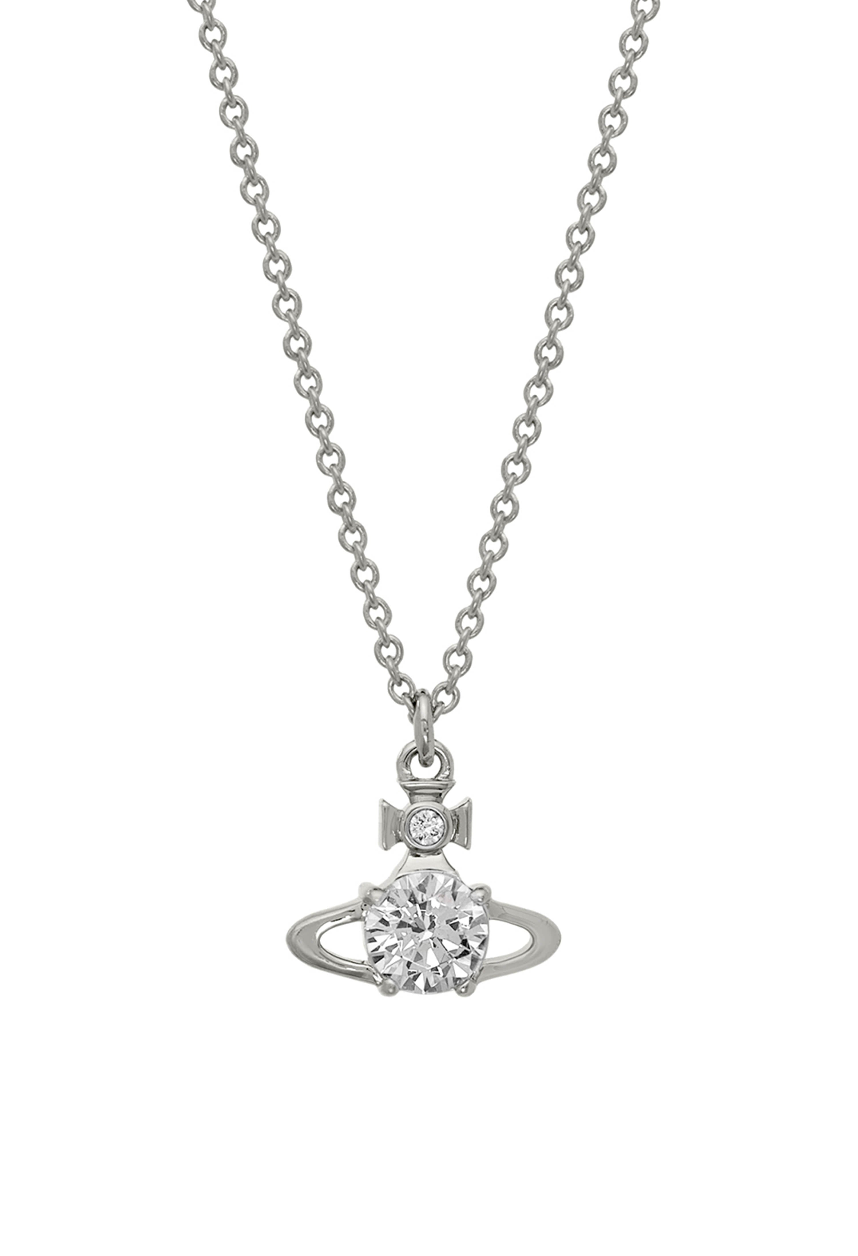 Vivienne Westwood Platinum Plated Reina CZ Necklace 63020095-02P102-SM