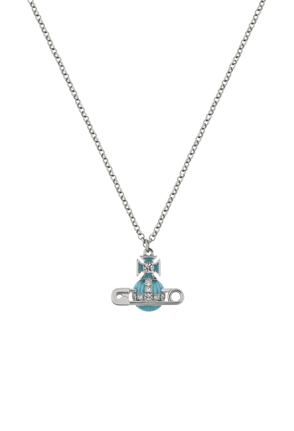 Vivienne Westwood Aqua Bohemica Enamel Kitty Pendant Platinum Plated