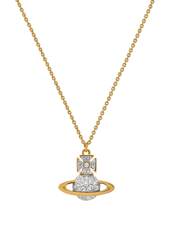 Vivienne Westwood Crystal Brighton Bas Relief Pendant Platinum and Gold Plated