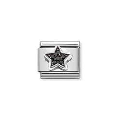 Nomination Composable Classic Link SYMBOLS BLACK STAR in Steel, Cubic Zirconia and Silver 925