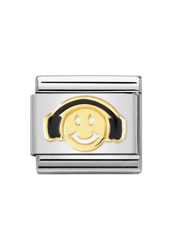 Nomination Composable Classic Link Smile With Headphones in Gold
