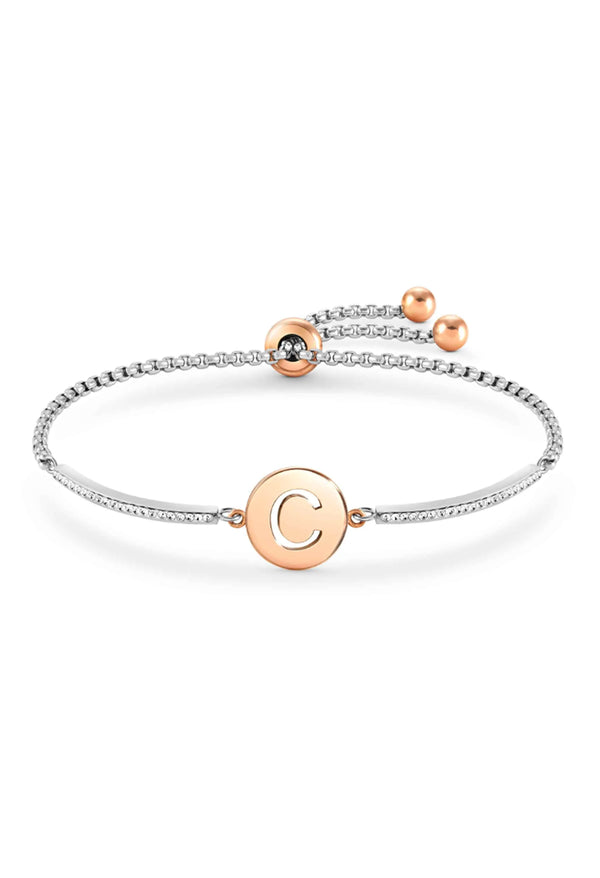 Nomination Milleluci Letter C Bracelet Stainless Steel Rose Gold Plated PVD