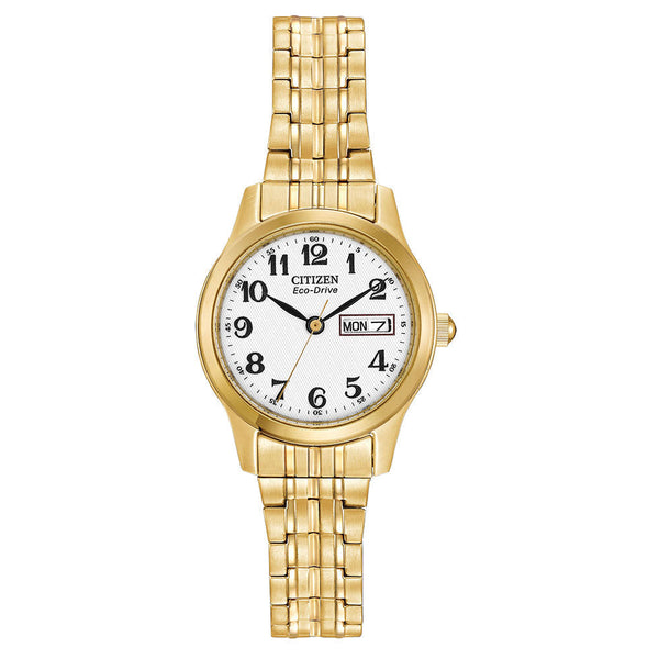 Citizen Ladies Eco-Drive White Arabic Dial Expanding Bracelet Watch