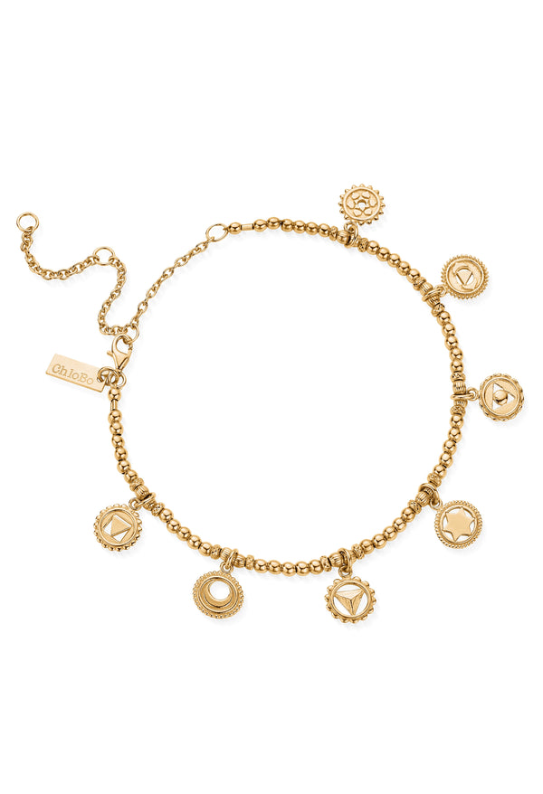 ChloBo Positive Vibes Anklet Silver Gold Plated