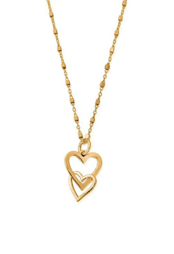 ChloBo Interlocking Love Heart Necklace Silver Gold Plated