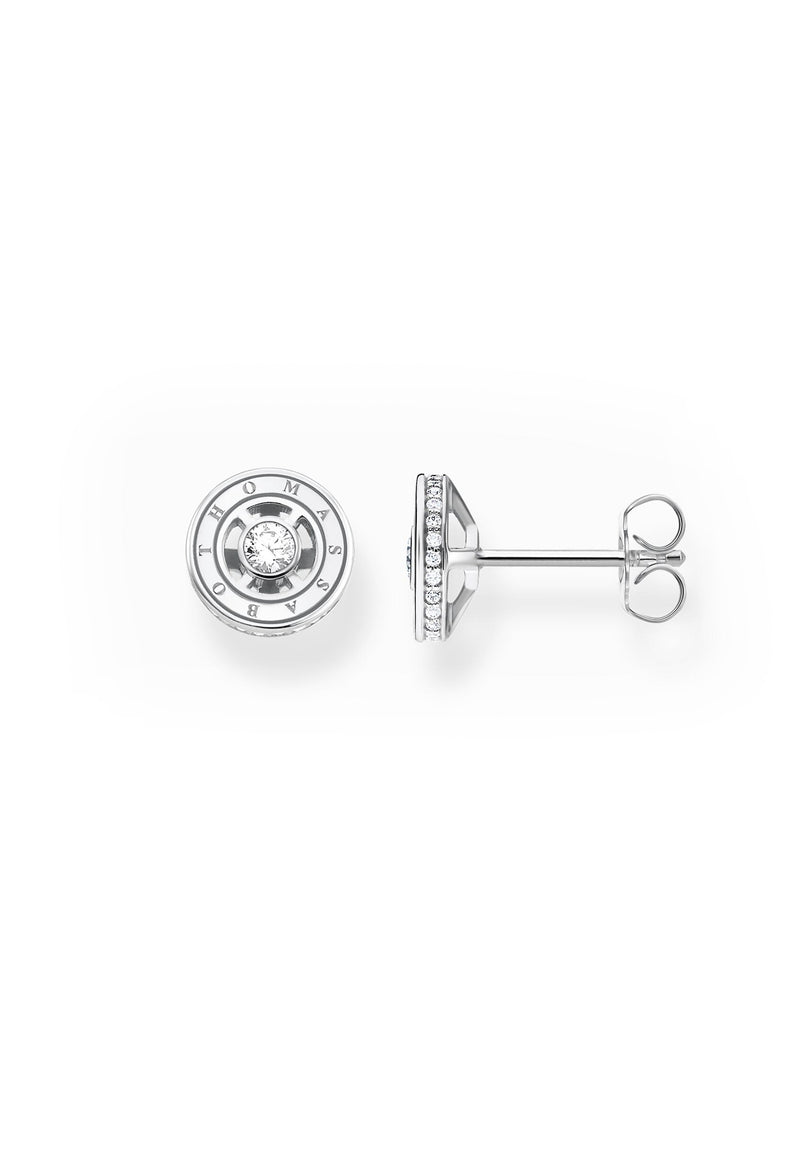 Thomas Sabo Cubic Zirconia with Logo Stud Earrings in Silver