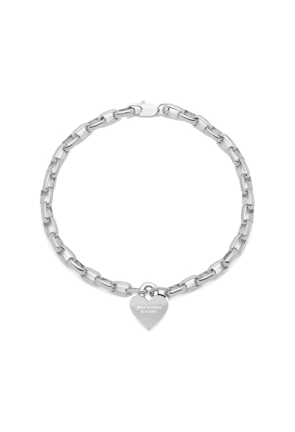Juicy Couture Naomi Heart Pendant Chain Bracelet Silver Plated