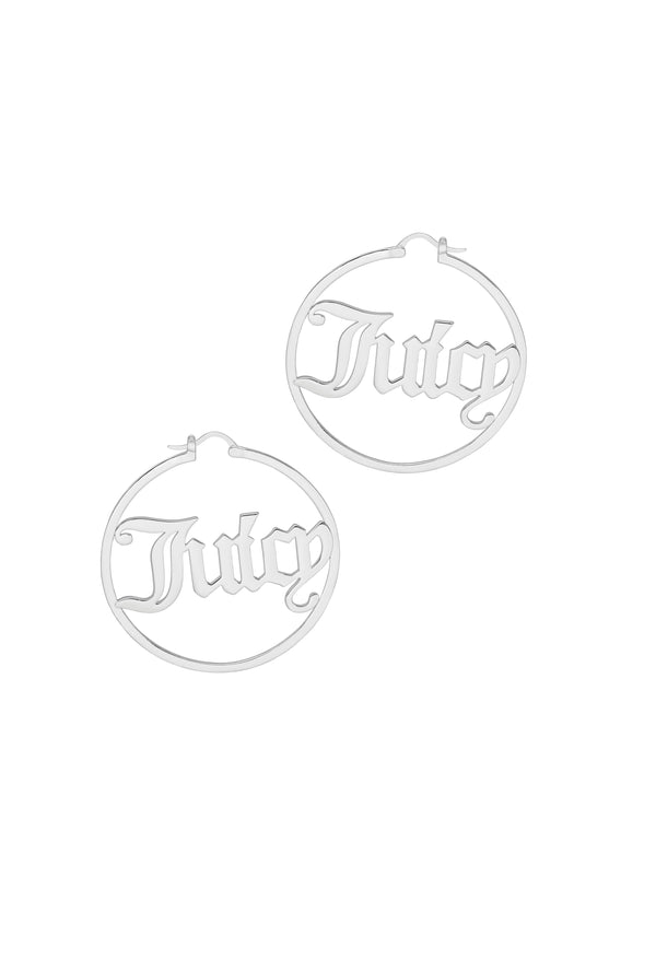Juicy Couture Eva Medium Hoop Earrings in Silver Plated