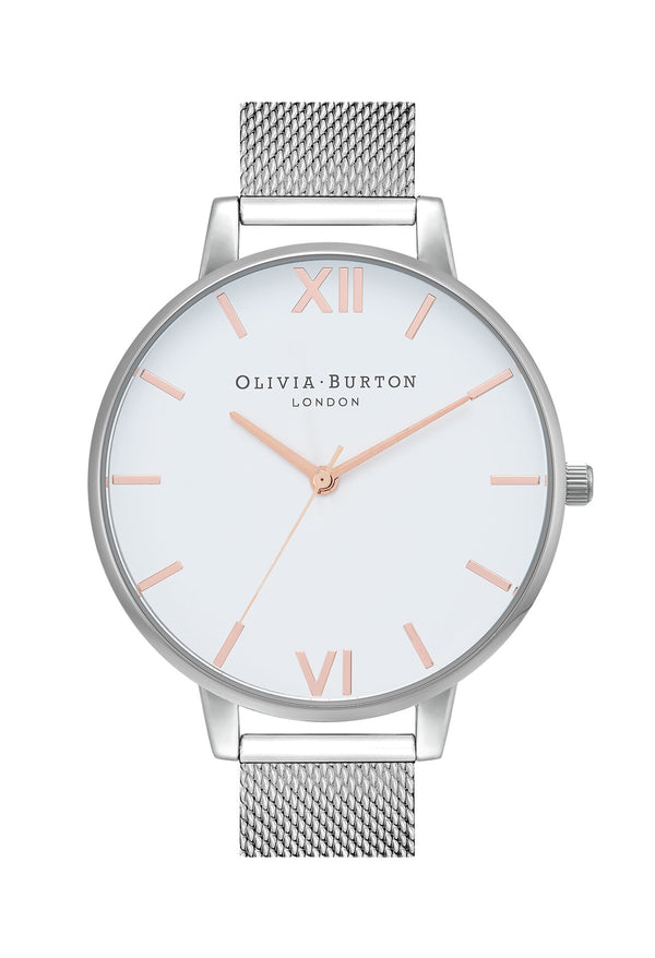 Olivia Burton Ladies White Dial Mesh Watch