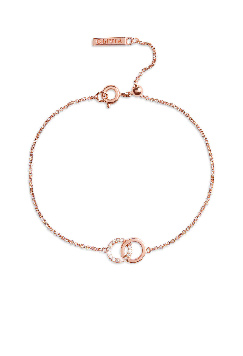 Olivia Burton Bejewelled Interlink Chain Bracelet in Rose Gold