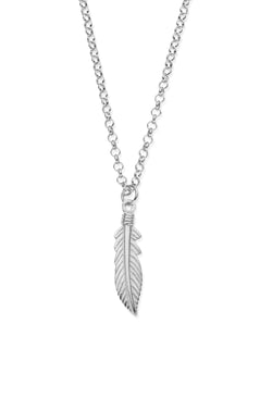 ChloBo Men's Feather Pendant With Belcher Chain Silver