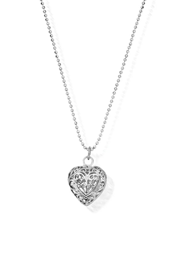 ChloBo Diamond Cut Chain with Filigree Heart Pendant in Silver