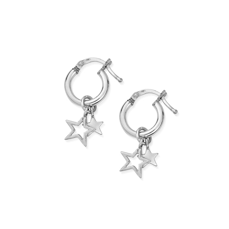 The ChloBo Double Star Hoop Earrings, a silver sterling hoop from ChloBo, available at OD’s Jewellers in St Helens.