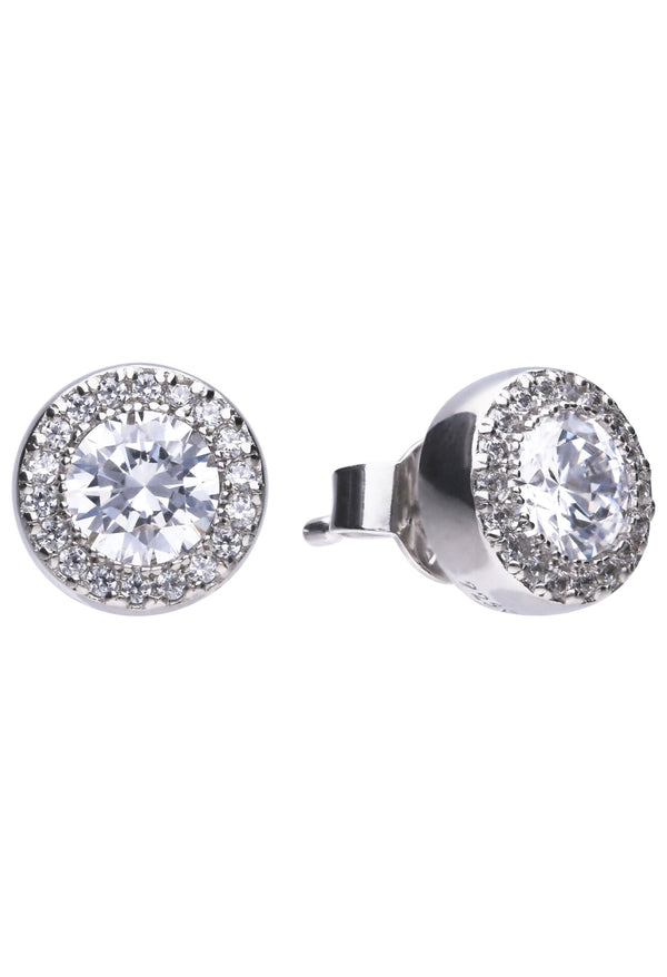 Diamonfire Zirconia Round Pave Stud Earrings