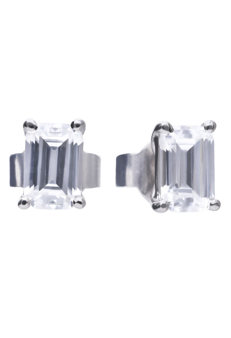 Diamonfire Zirconia Emerald Cut Stud Earrings